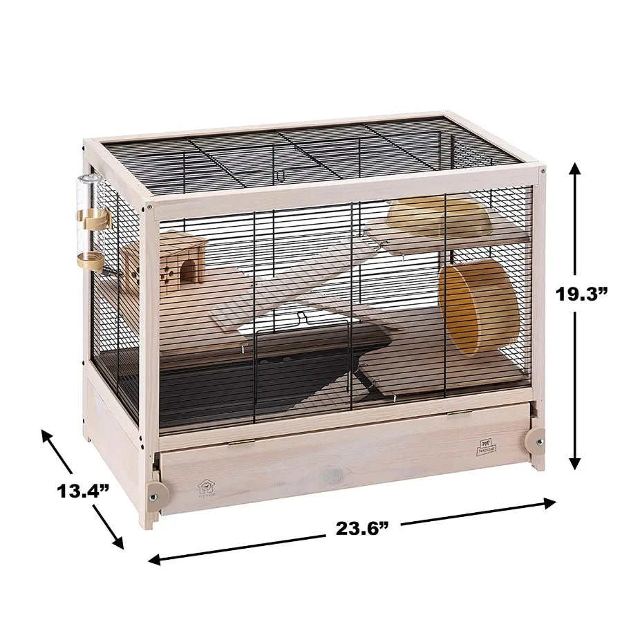 Spacious and Secure Hamster Habitat for Small Pets with Multiple Levels EasytoClean Design Builtin Wheel