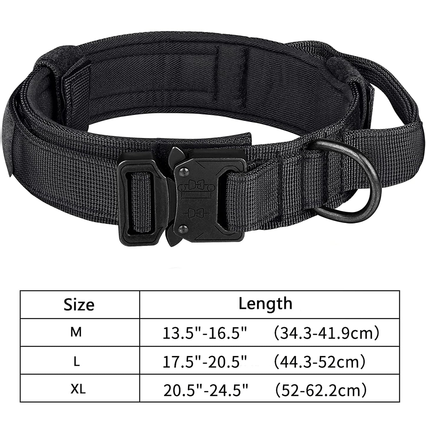 Tactical Dog Collar, Adjustable Military Training Nylon Dog Collar with Control Handle and Heavy Metal Buckle for Medium and Lar