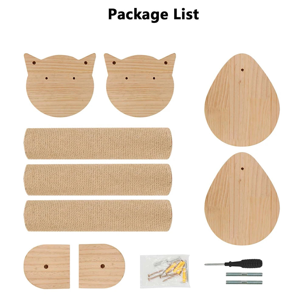 41In Cat Tree With Scratching Posts 2 Perches Platforms Wall Mounted Sisal Scratcher Hammock For Cats Kittens Climb Play Rest