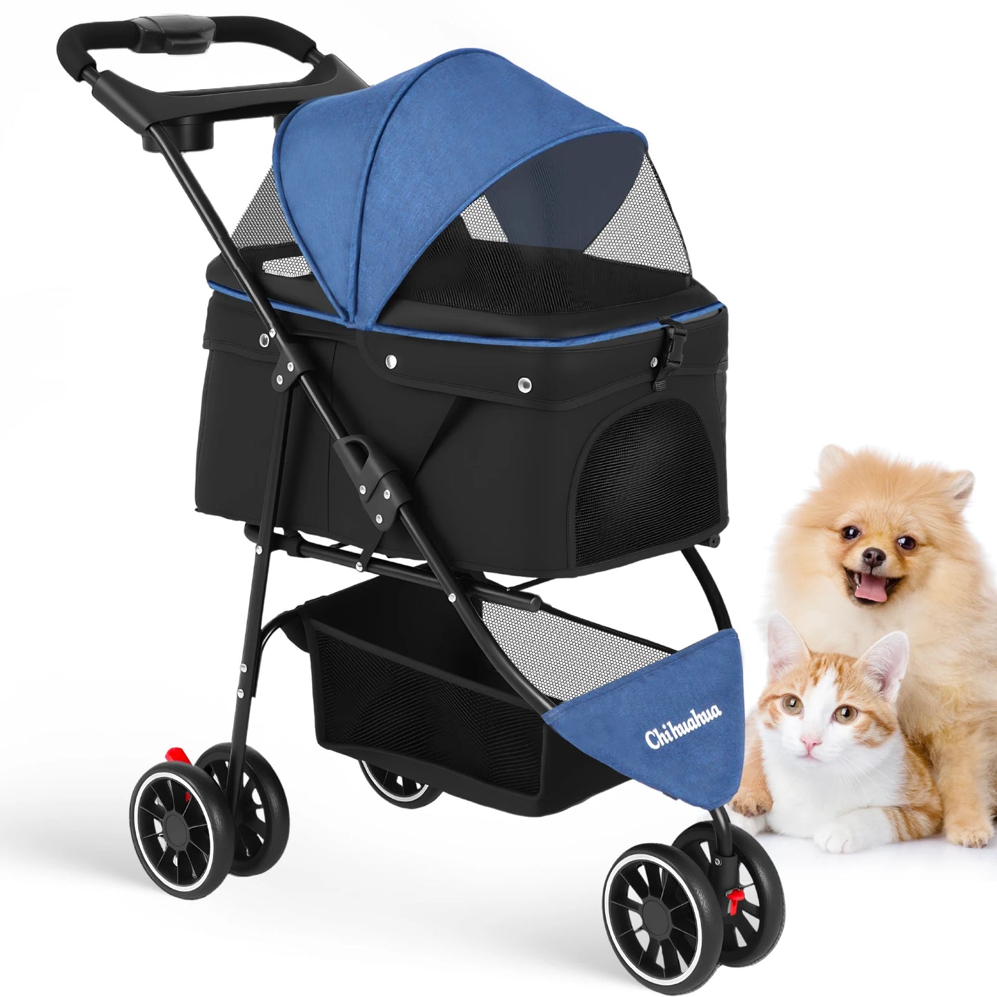 Pet Stroller For Small Puppy Dogs & Cats Travel Portable Dog Stroller Foldable Dog Cat Carrier Strolling