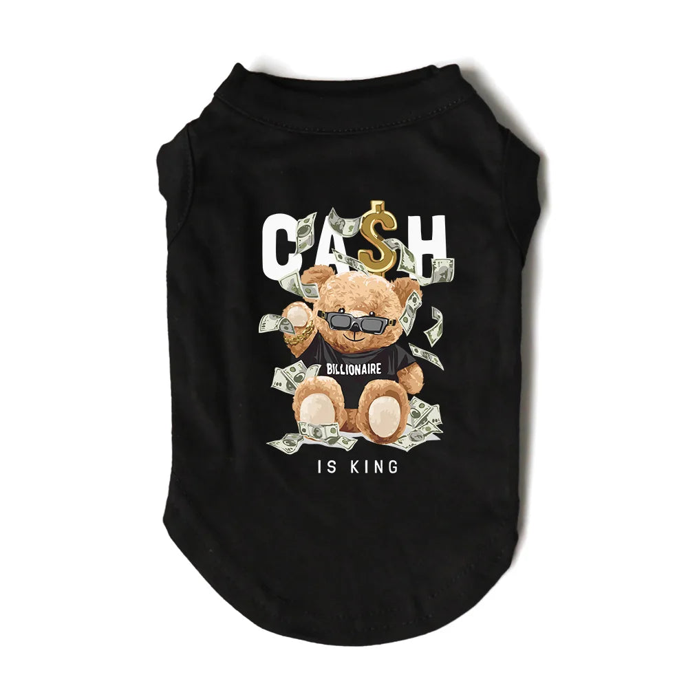 Cash King Dog Fashion Bear Singlet Summer Small Medium Puppy Chihuahua Yorkie Frenchie Clothes Pet Quality Tshirt Tops Vest