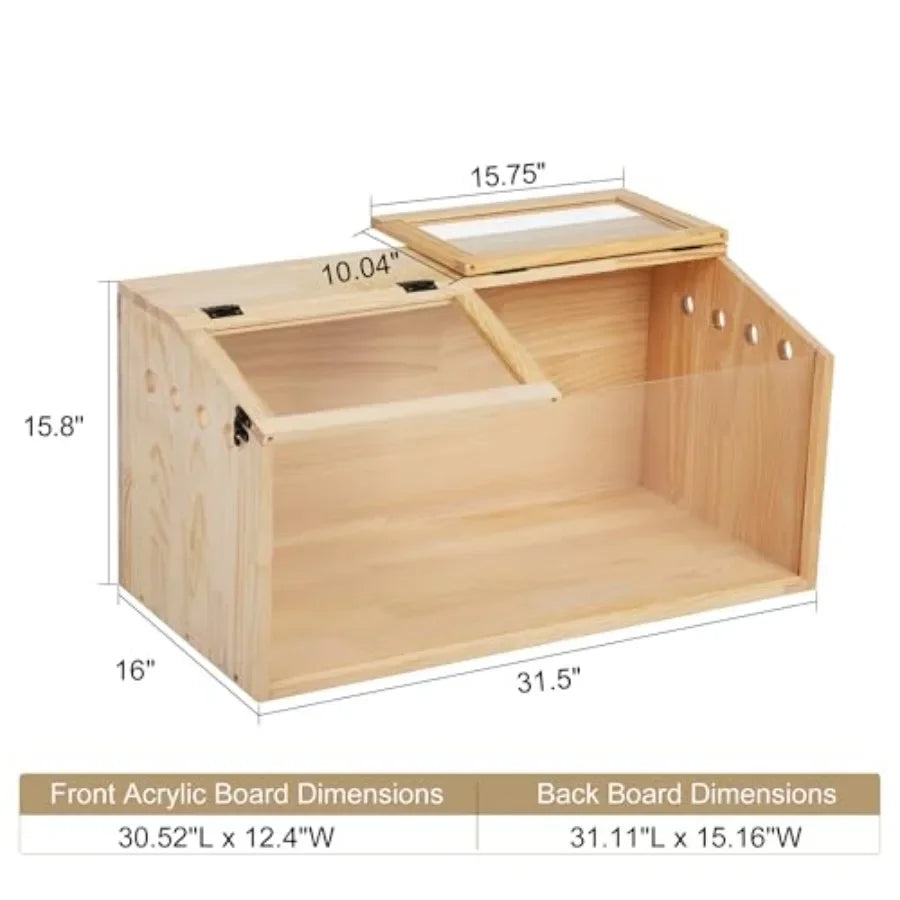 Large 31 Wooden Guinea Pig Cage with Transparent Acrylic Panel for Dwarf and Syrian Hamsters