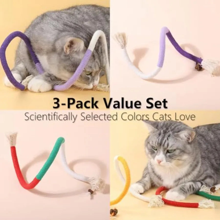 3 PCS Cat Chew Toys Rope Set 27.56 tural Sisal Cotton Rope Cat Toys with Catnip PetFriendly Teething Oral Care Toys for Indoor