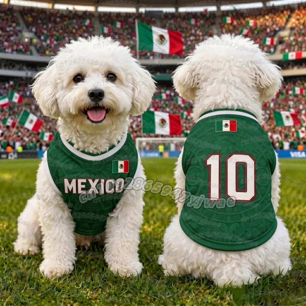 2026 new Summer Dog Clothes MEXICO no.10 print Basketball Clothes Puppy T-Shirt Summer Pet Cat Shirts For soccer fans Dogs vest