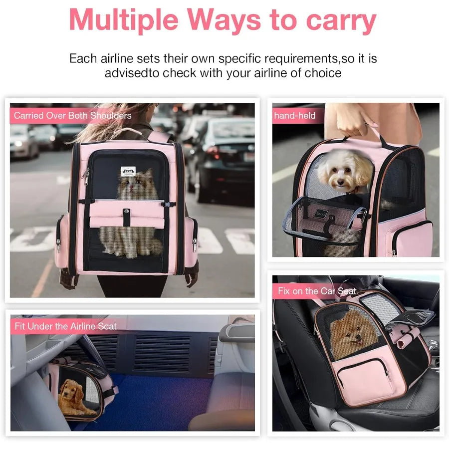 Expandable Foldable Large Cat Backpack Carrier for Small Dogs Puppy Medium Cats Up to 18 Lbs Ideal for Travel and Hiking Advent