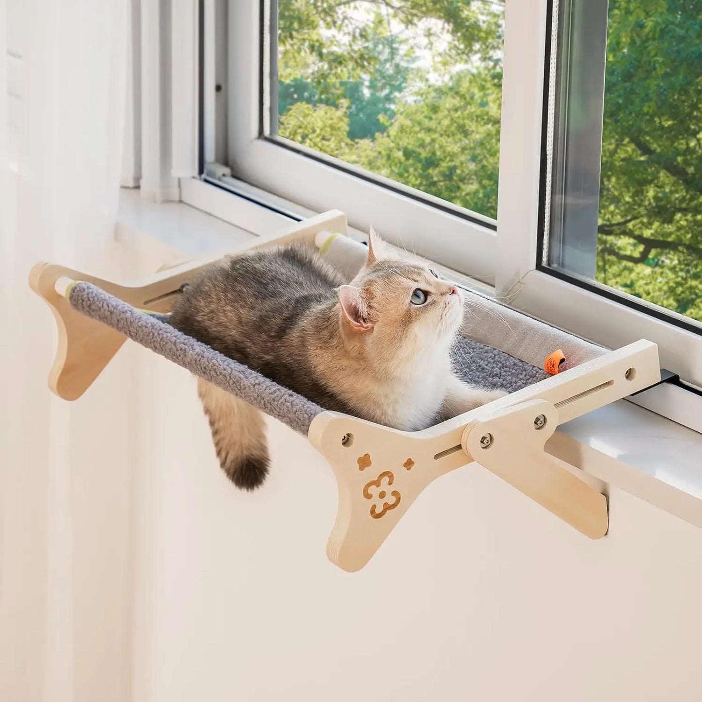 Cat Window Perch Cat Window Hammock Seat 2 in 1 Beige Cream Grey Pink Adjustable Steady Cat Bed for Indoor Cats