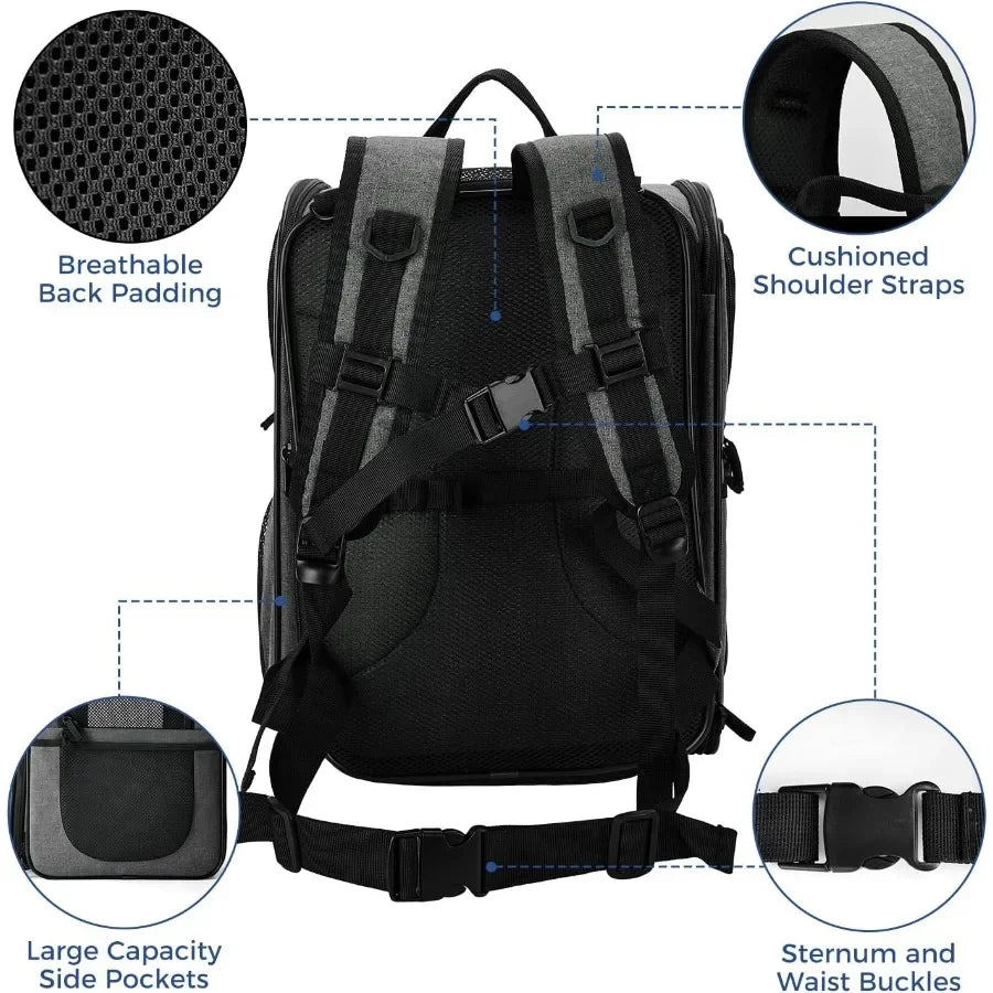 Pet Carrier Backpack for Large Small Cats and Dogs Puppies with Safety Features and Cushion Back Support Ideal for Travel Hikin
