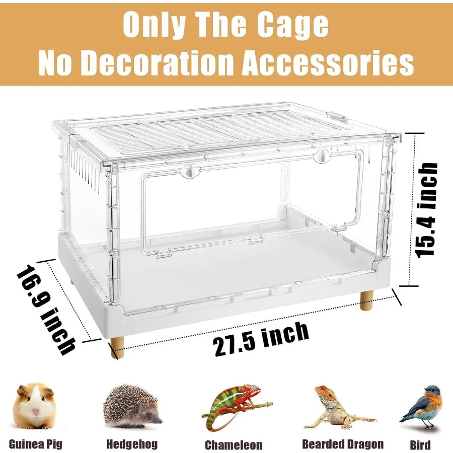 Larger Acrylic Transparent Hamster Cage Small Animal Cage for Guinea Pig Hedgehog Dwarf Hamster