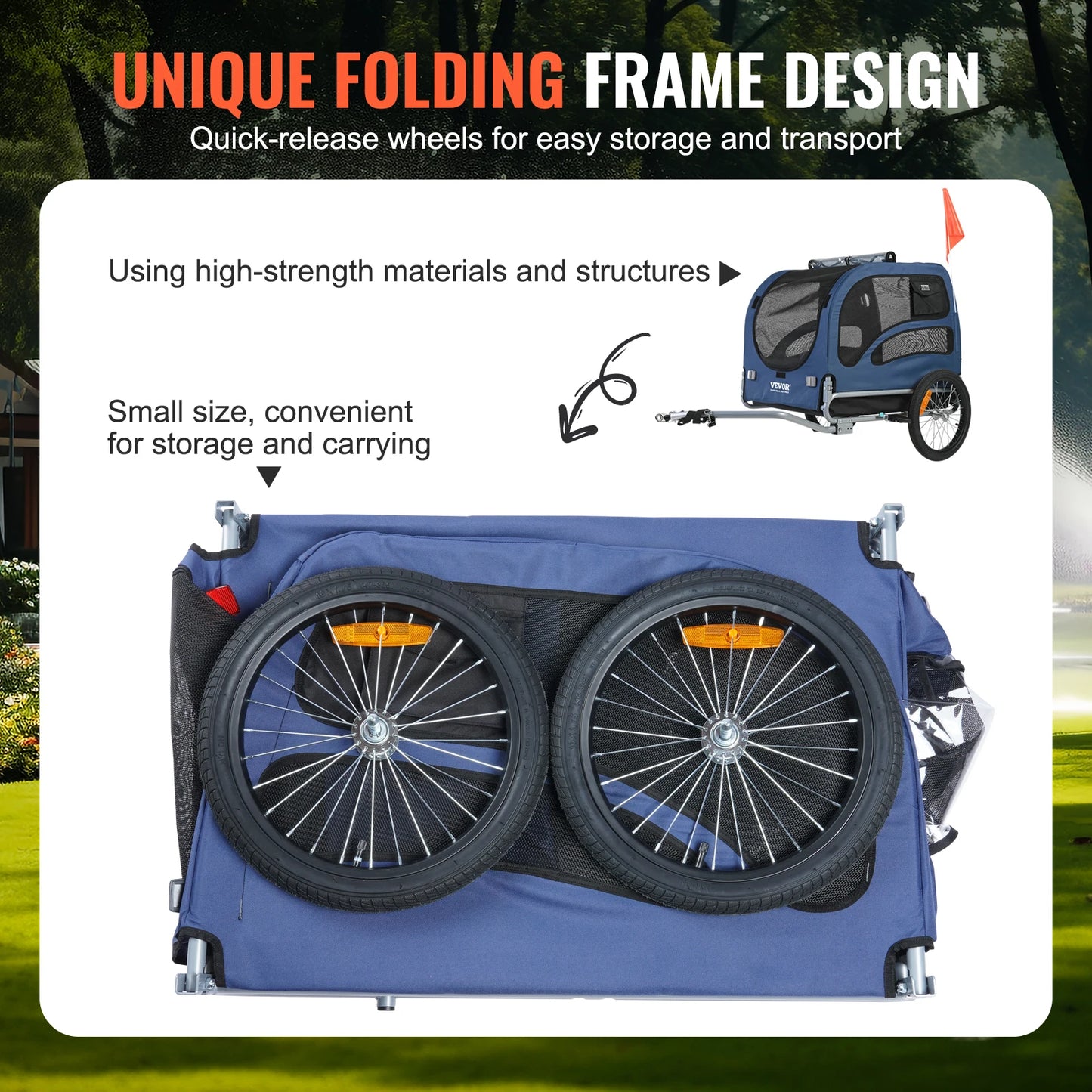 100lbs Pet Cart Bicycle Carrier Dog Bike Trailer with Coupler, Reflectors, Flag, Collapsible to Store for Dogs Travel