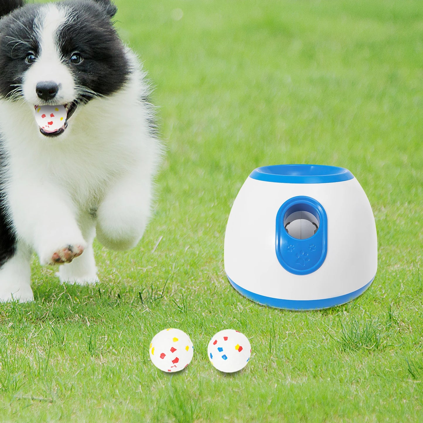 Automatic Ball Launcher for Dogs, Adjustable 10-30ft Throw Distance, Dual Power Option, Includes 2" Machine-Washable Balls