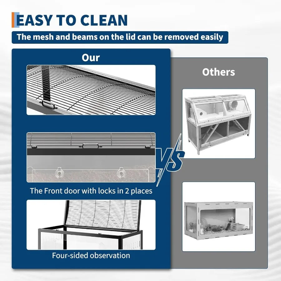 Acrylic Hamster Cage for 2 Rats Indoor Guinea Pig Cages Small Animal Habitats with 360 Viewing and Stacked Design Ideal for Chi