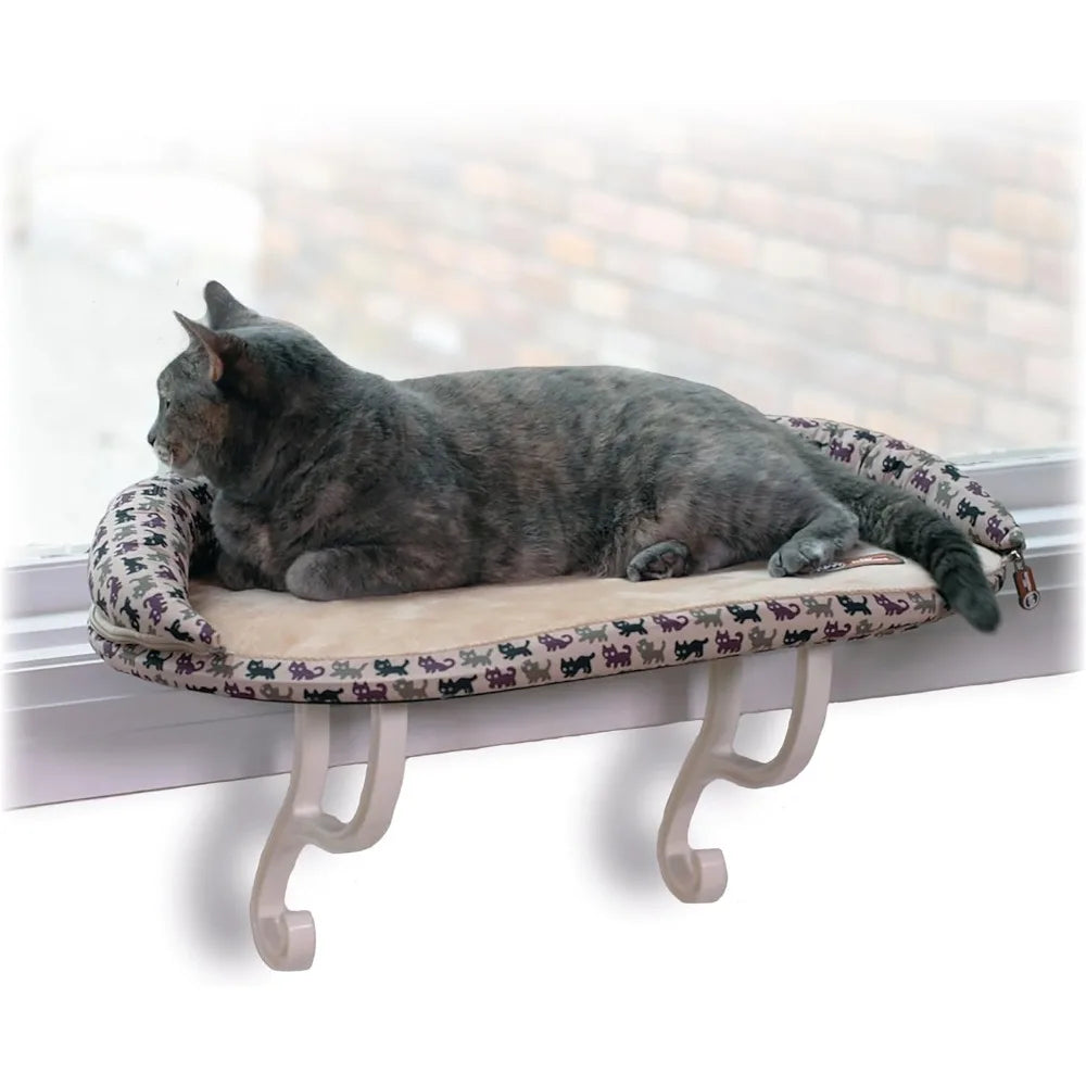 Cat Window Sill Perch Bed for Large Cats, Orthopedic Window Hammock Holds 40 lbs, Washable Cover,