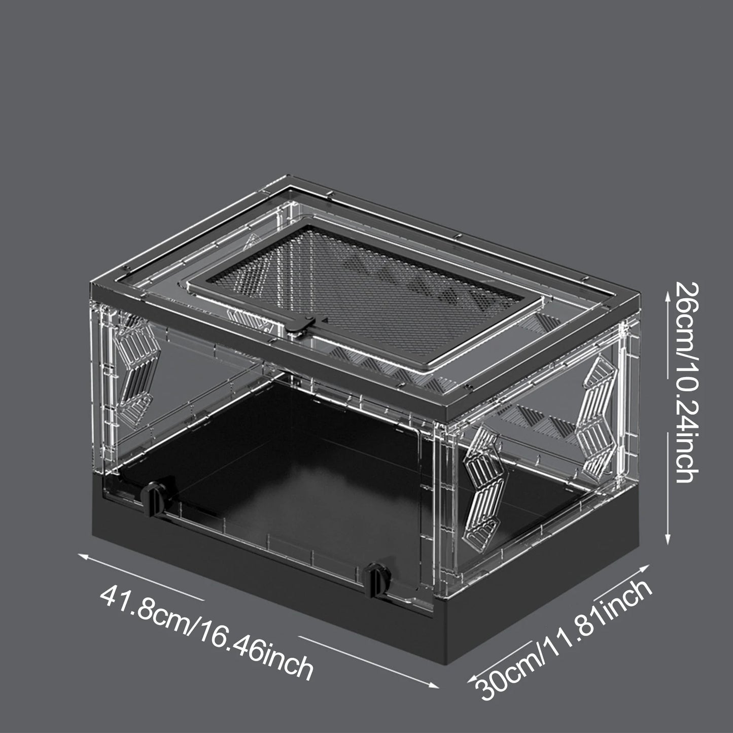 Clear Folding Reptile Tank Lizards Habitat Lightweight Desktop Pet Enclosure Front Door Habitat for Geckos Lizards Turtles