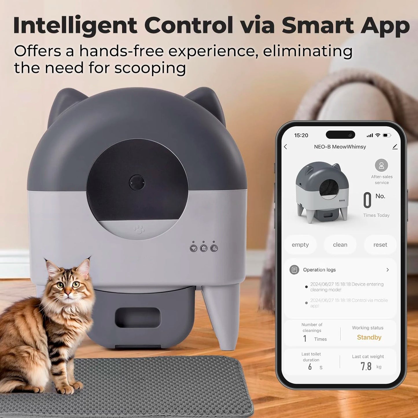 Factory Wholesale Plastic 76L Large Capacity Automatic Smart Cat Litter Box with APP Control Self Cleaning