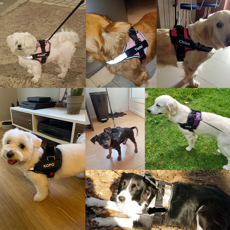 Personalized Dog Harness NO PULL Reflective Breathable Pet Harness For Small Large Dog Harness Vest With Name Custom Patch
