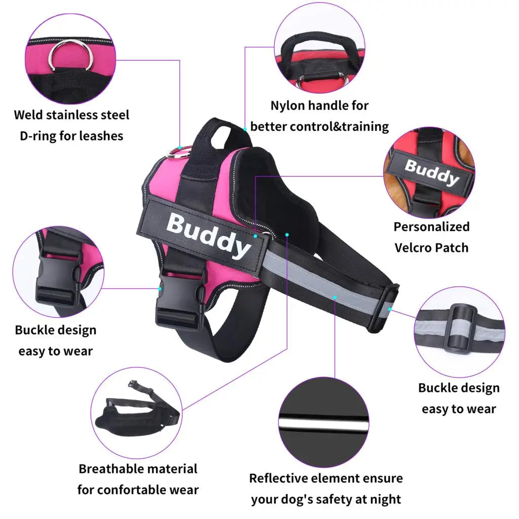 Personalized Dog Harness NO PULL Reflective Breathable Pet Harness For Small Large Dog Harness Vest With Name Custom Patch