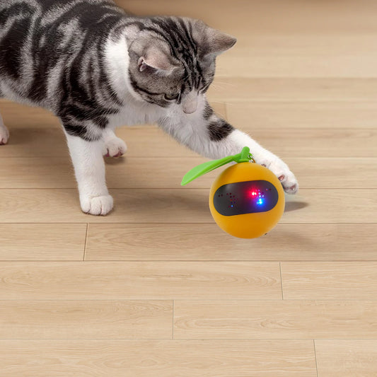 Orange+Green Interactive Cat Toy, LED Light Electric Moving Ball, Automatic Rolling Ball Cat Toy