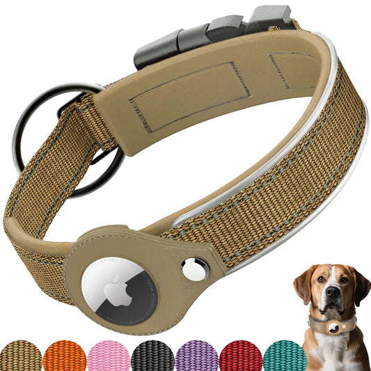 AirTag Dog Collar Reflective Dog Collar Padded Dog Collars AirTag Holder Case Adjustable Pet Collar for Small Medium Large Dogs