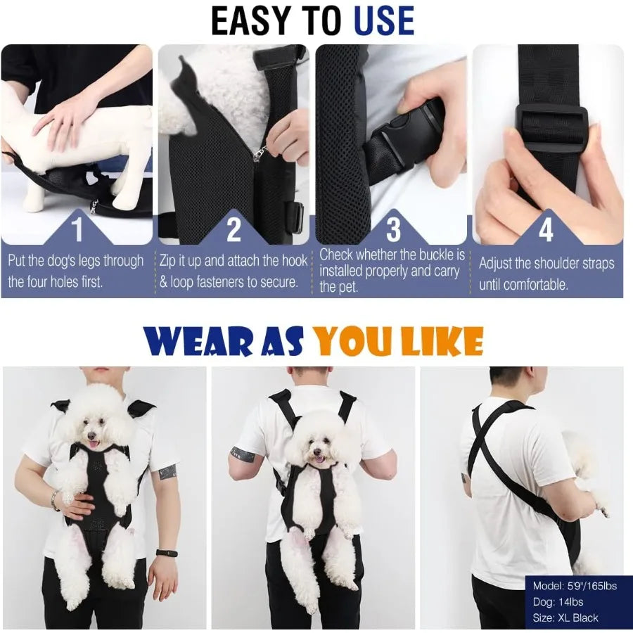 Adjustable Pet Carrier Backpack with Legs Out Design for Small to Medium Dogs and Cats Ideal for Traveling Hiking and Camping