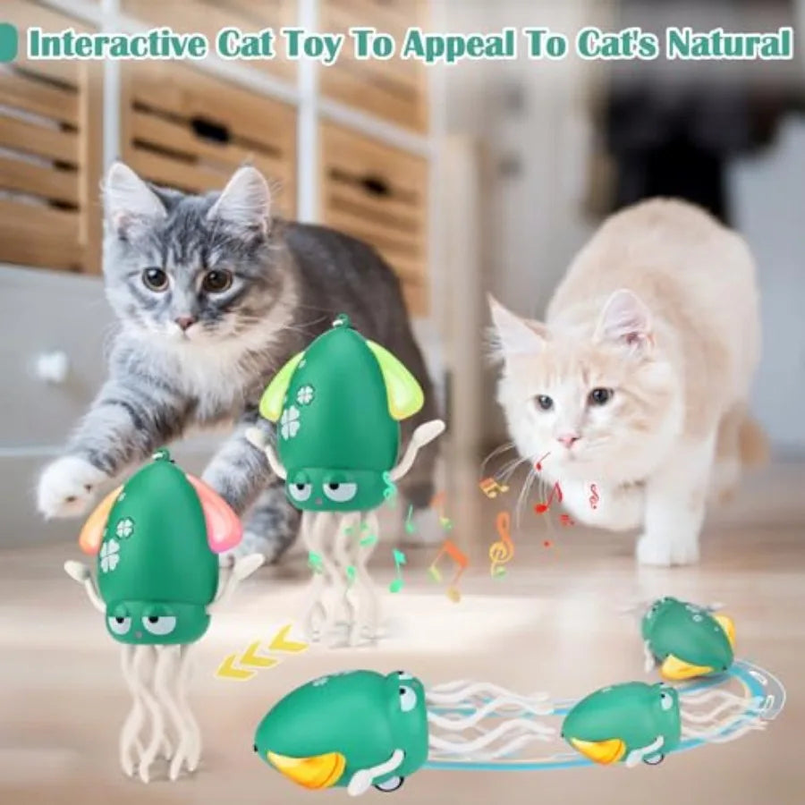 Interactive Cat Toys Octopus 2 Modes Dancing Octopus Cat Toy for Indoor Cats Crawling Squid Toy with Light sic for Small Medium