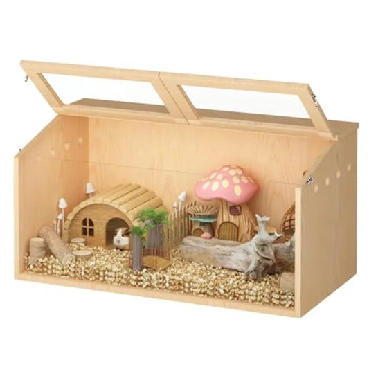 Large 31 Wooden Guinea Pig Cage with Transparent Acrylic Panel for Dwarf and Syrian Hamsters