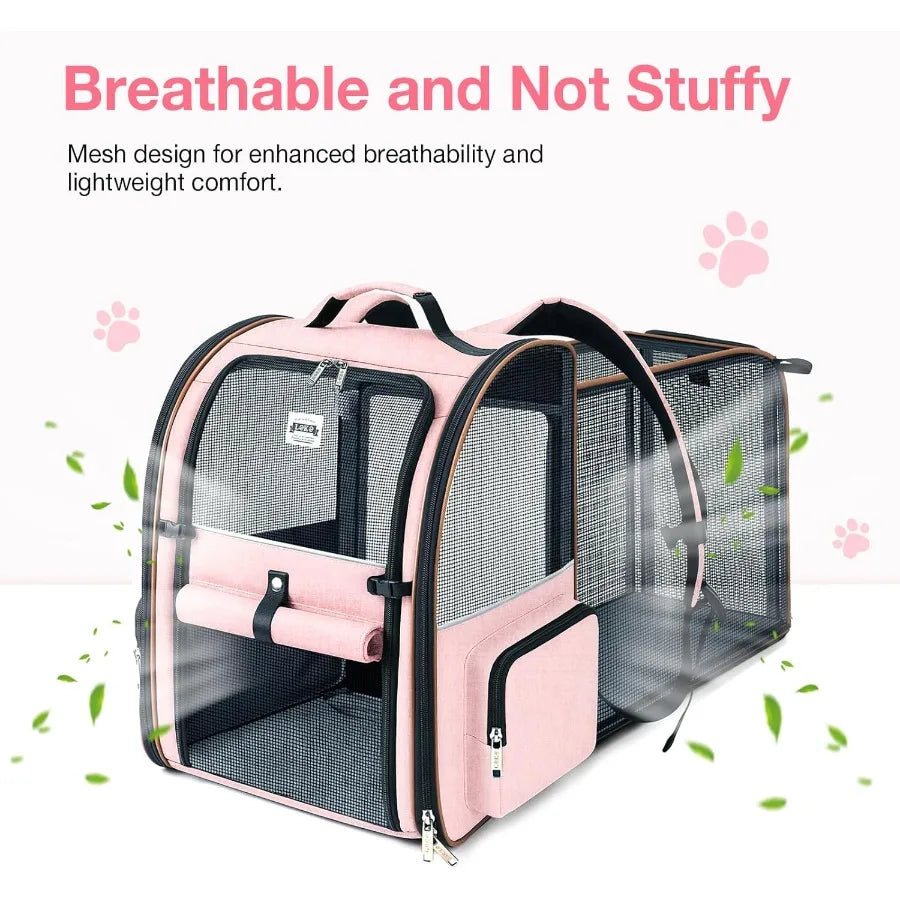Expandable Foldable Large Cat Backpack Carrier for Small Dogs Puppy Medium Cats Up to 18 Lbs Ideal for Travel and Hiking Advent