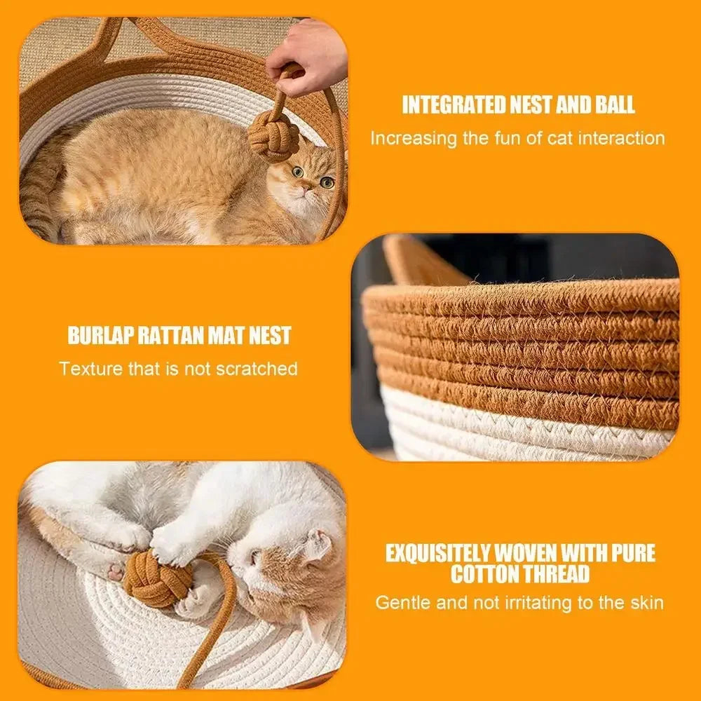 Handwoven Cotton Rope Cat Bed