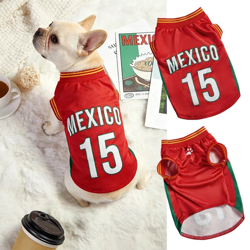 New 2026 Soccer Cat Dog Football Breathable Mesh Jersey Puppy Dog Jersey Basketball T-Shirts Summer Pet Clothes Quick Dry Vest