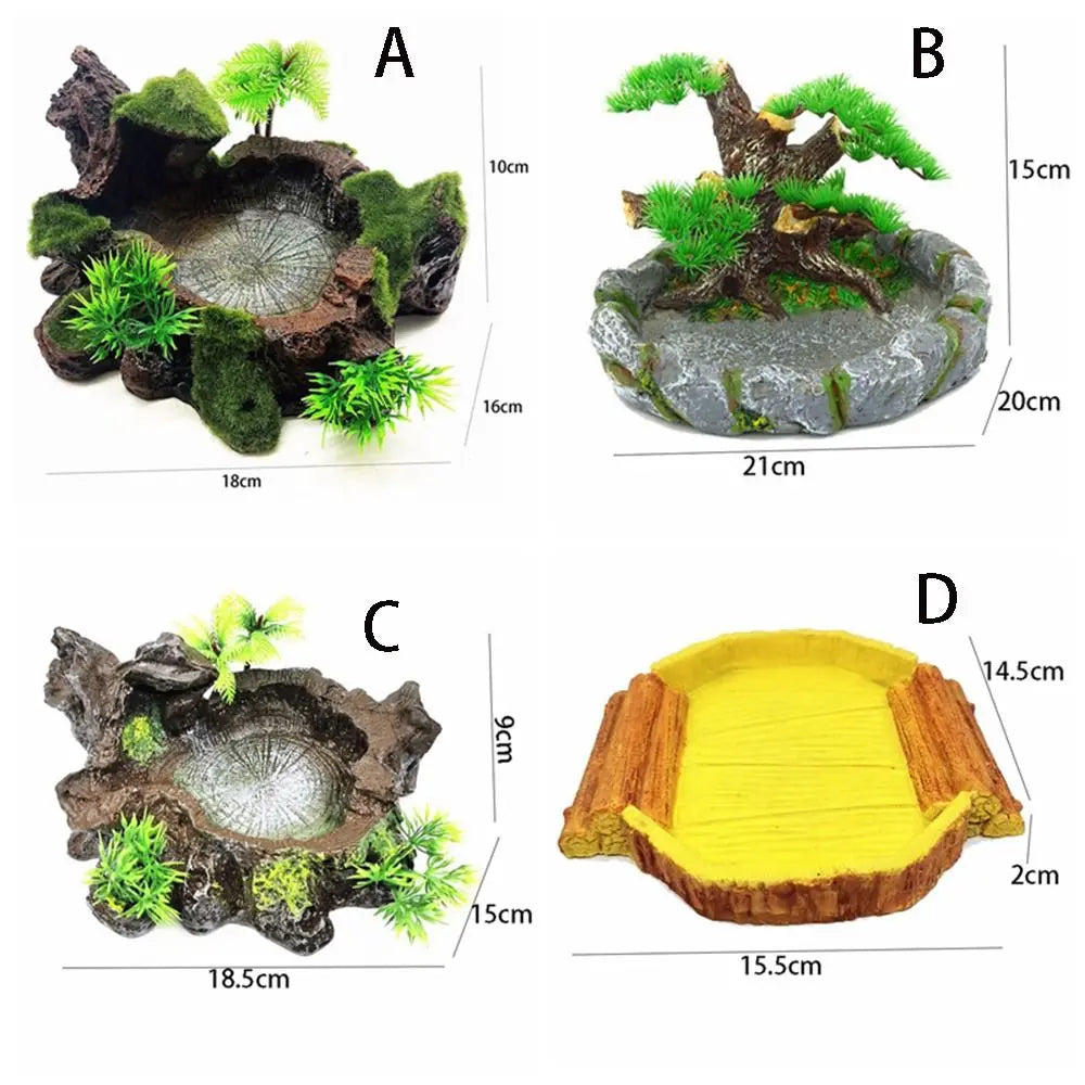 Resin Reptile Food Water Bowl Artificial Creative Reptile Dish Simulated Multifunctional Pets Feeding Plate Gecko