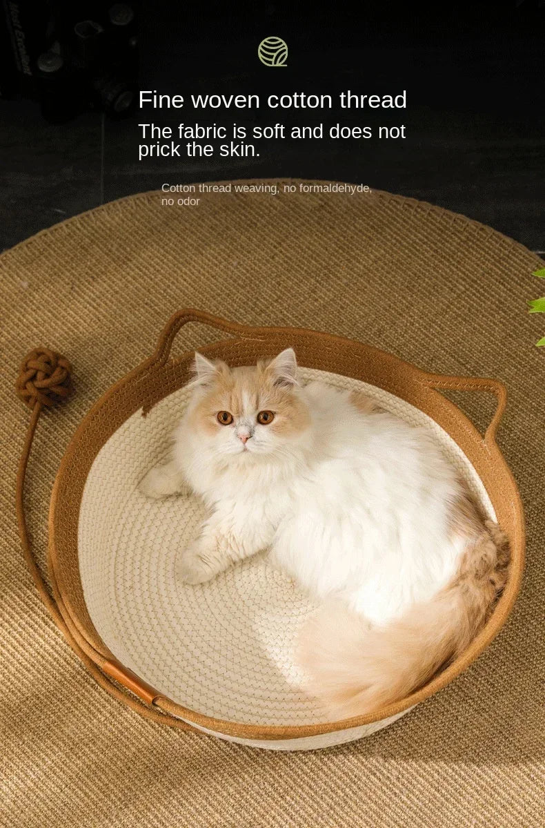 Handwoven Cotton Rope Cat Bed