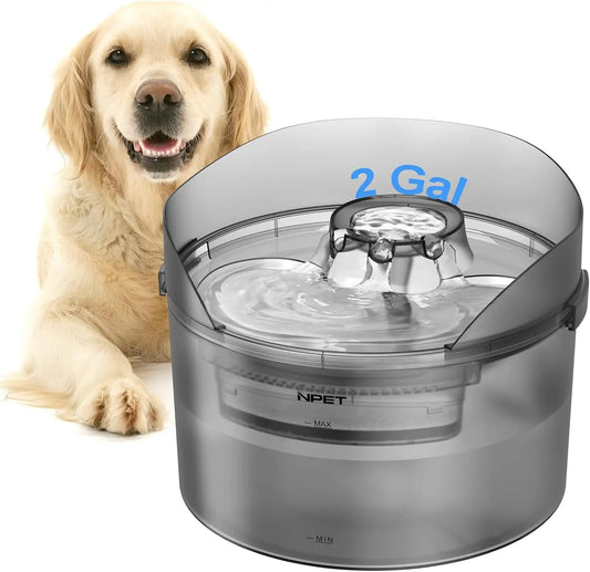 Dog Water Fountain, Large Automatic Dog Water Dispenser with Splatter Guard for Large Dogs Multiple Pets