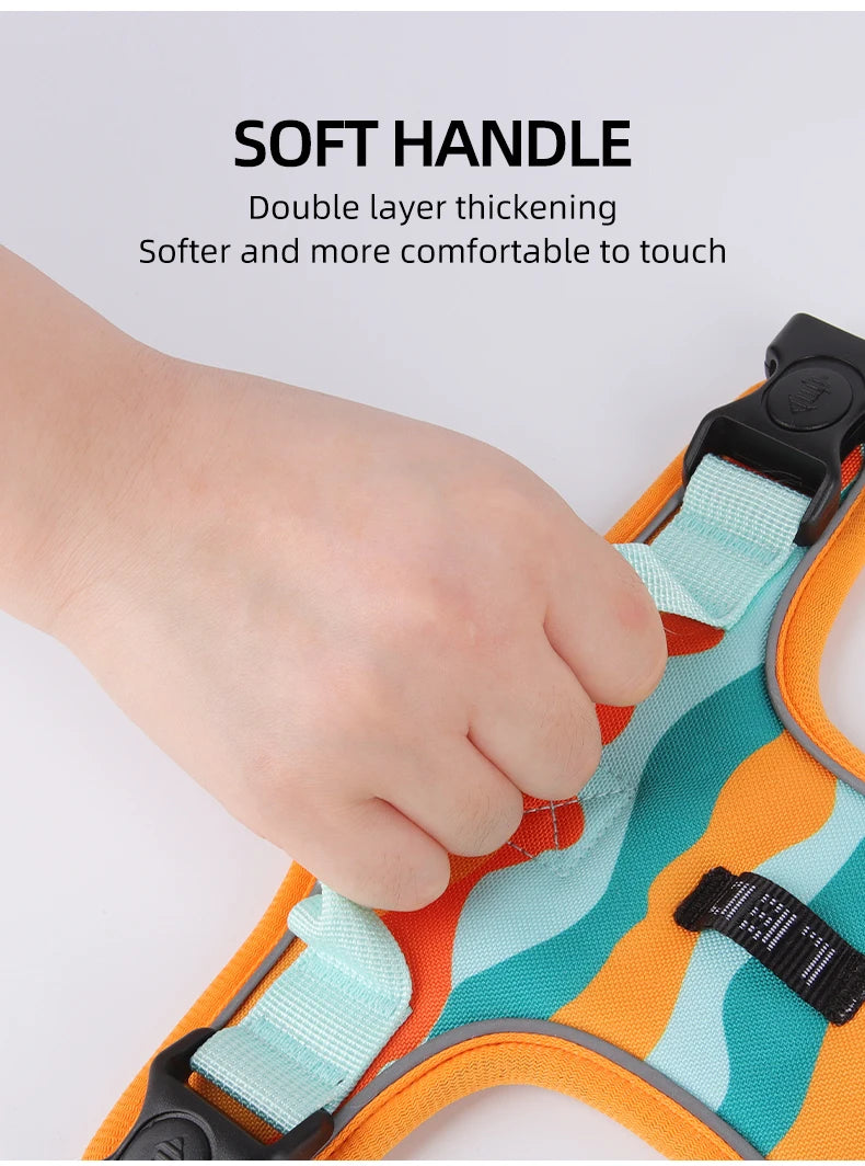 New Reflective Dog Harnesse with Handle Explosion Proof Rush Big Dog Chest Harness Outdoor Commuter Anti-breakaway Dog Leash