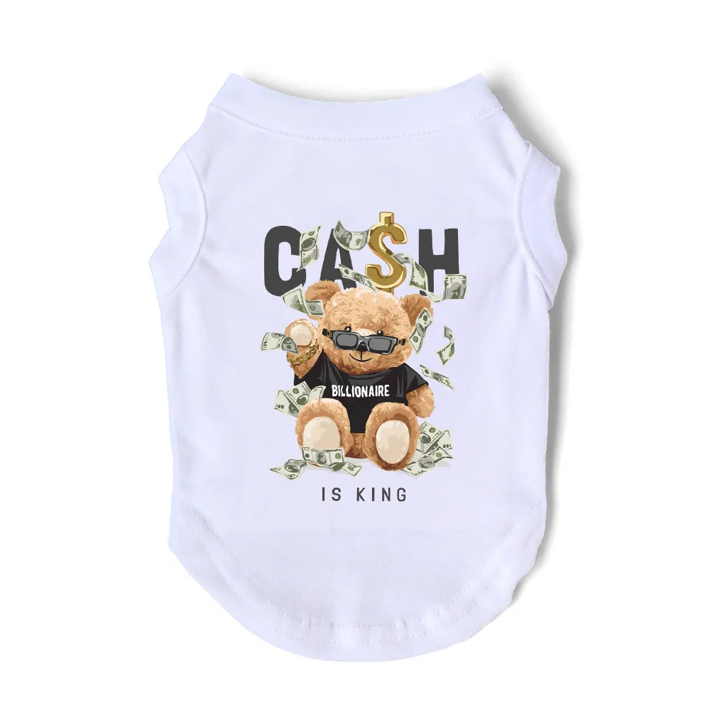 Cash King Dog Fashion Bear Singlet Summer Small Medium Puppy Chihuahua Yorkie Frenchie Clothes Pet Quality Tshirt Tops Vest