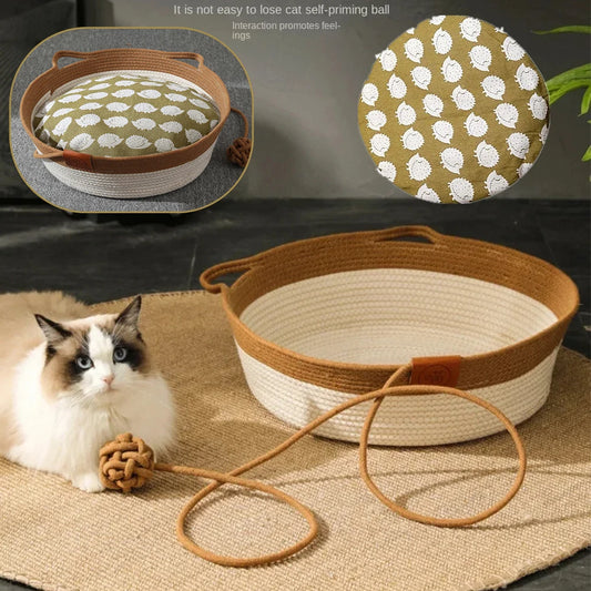 Handwoven Cotton Rope Cat Bed