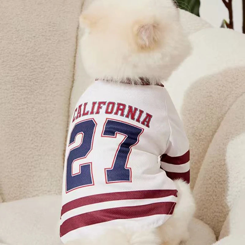 CALIFORNIA 27 Mesh Breathable Dog Jersey Basketball Clothing Teddy Sport Puppy T-Shirts Summer Pet Cat Shirts for Small Dogs