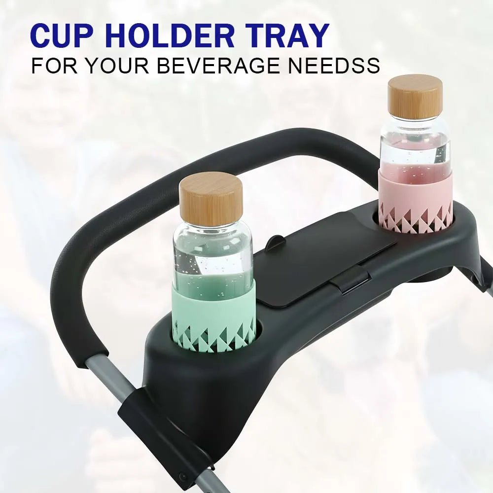Portable 4-Wheel Pet Stroller, Posh Folding Waterproof Travel Carrier with Cup Holder for Small Medium Pets
