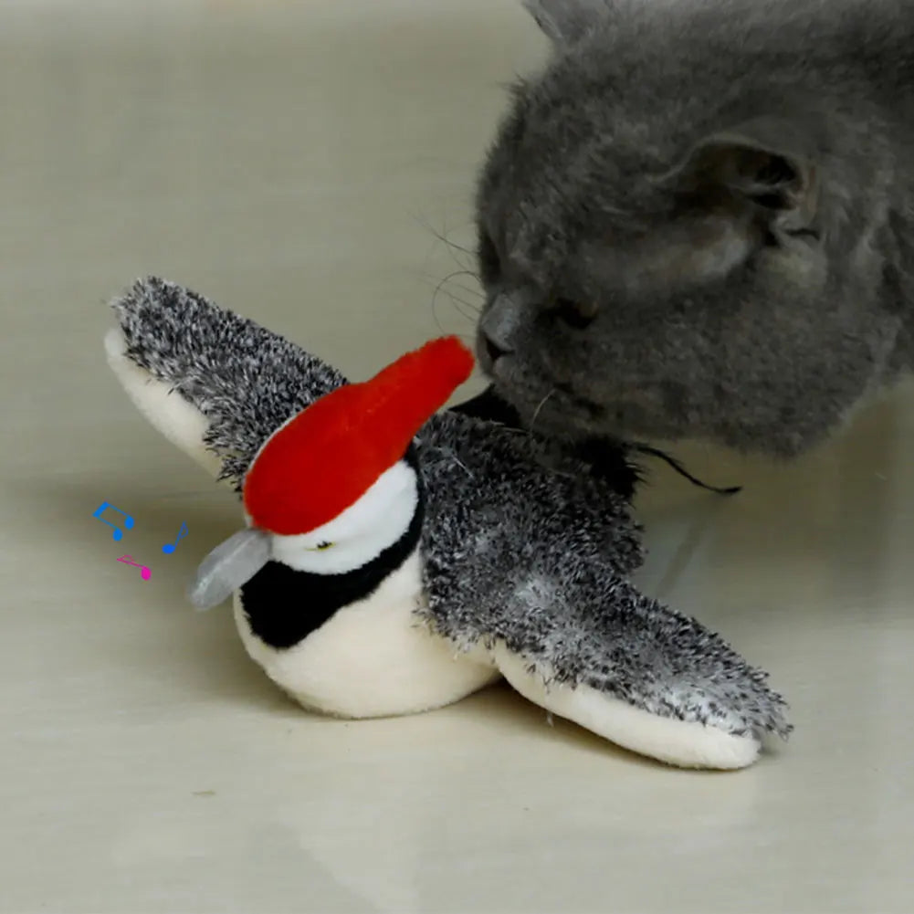 Interactive Cat Toys Rechargeable Simulated Chirping Bird Cat Toy Touch Activated Kitten Toy for Indoor Cats Kitten