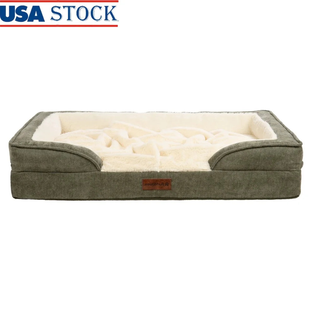 Medium Orthopedic Pet Sofa Bed with Removable Cover Soft Plush Nest Top Dogs and Cats Machine Washable 30x20 Inches