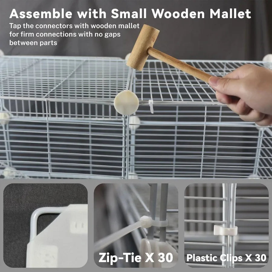 3Tier Compact Indoor Small Animal Cage with Wheels and Removable Tray for Guinea Pigs Rabbits Hamsters Ferrets Rats Chinchillas