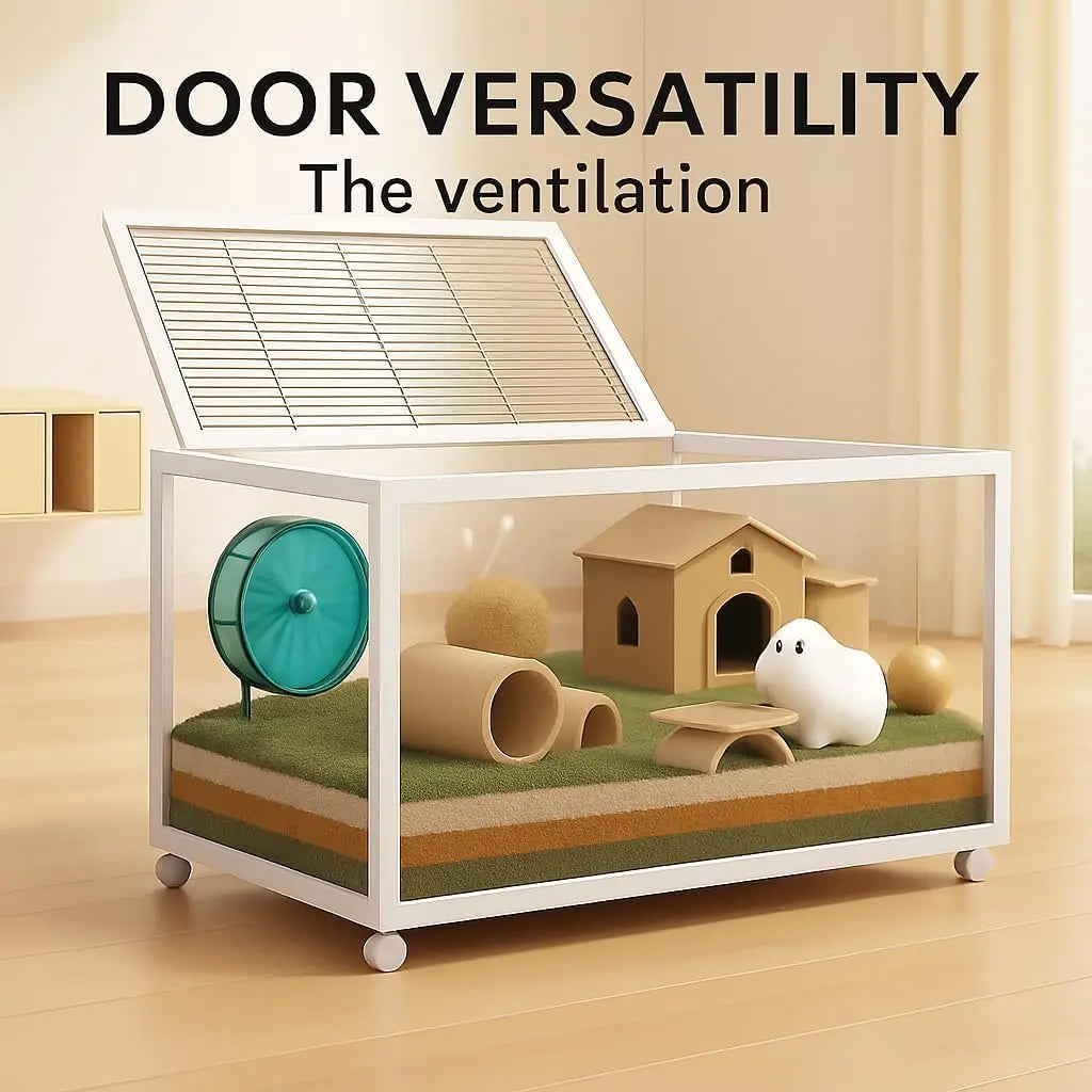 Hamster Cage,360° Viewing Transparent Hamster Habitats with Universal Wheels,Chew-Proof Dual Door Small Animal Habitat