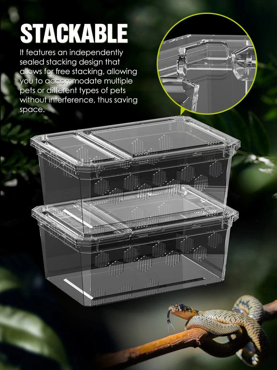 4pcs, reptile breeding box, portable transport container, suitable for lizards, geckos, snakes, frogs, turtles, spiders