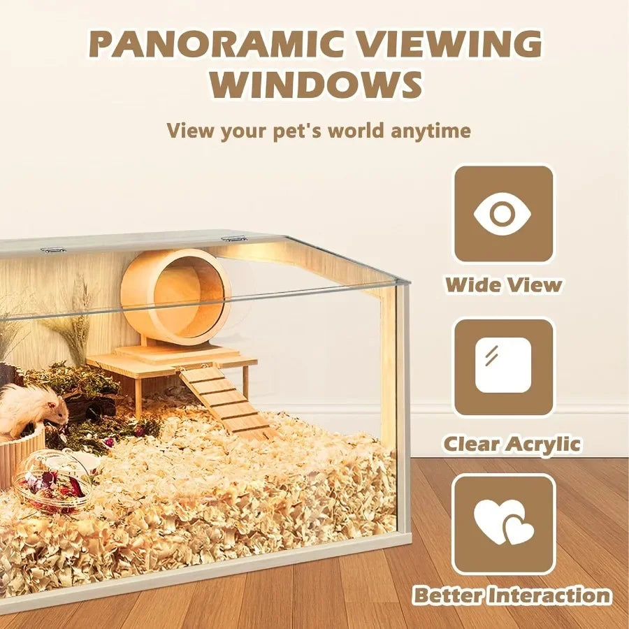 Hamster Cage Chew Proof Guinea Pig Cages Mice and Rat Habitat Openable Top Hamster Habitat Solid Built