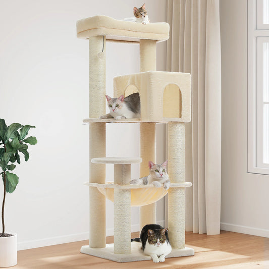 Large Multi-Tier Cat Tree Tower: Larger Hammock, Condo&Reinforced Scratching Posts – Perfect for Big Adult Cats,Cat Accessories