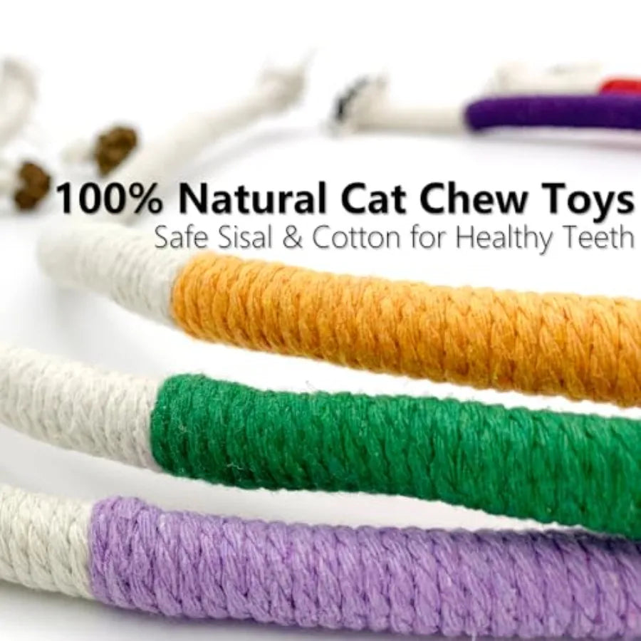 3 PCS Cat Chew Toys Rope Set 27.56 tural Sisal Cotton Rope Cat Toys with Catnip PetFriendly Teething Oral Care Toys for Indoor