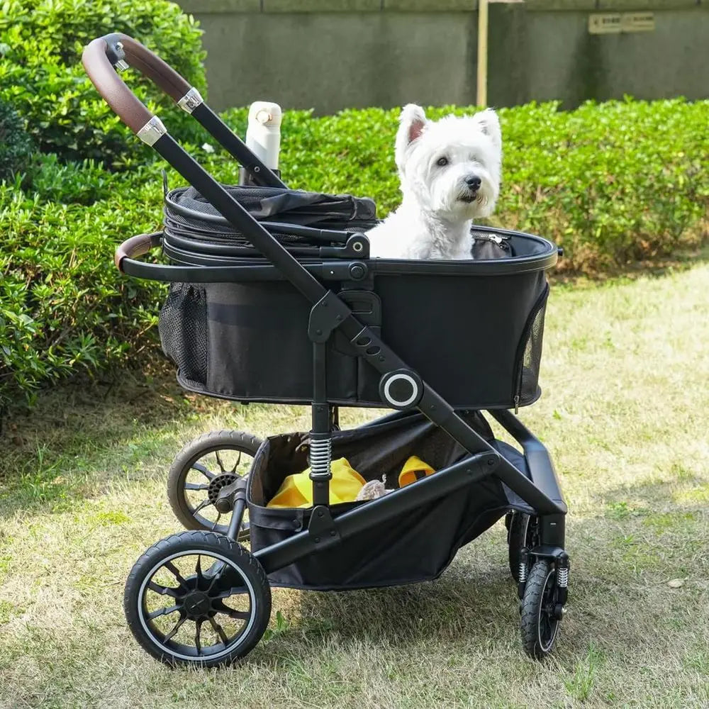 Pet Stroller with 4 Wheels, 3 IN 1 Folding Puppy Strollers for Small/Medium Dogs Cats up to 50lbs, Lightweight Pet Travel Carrie