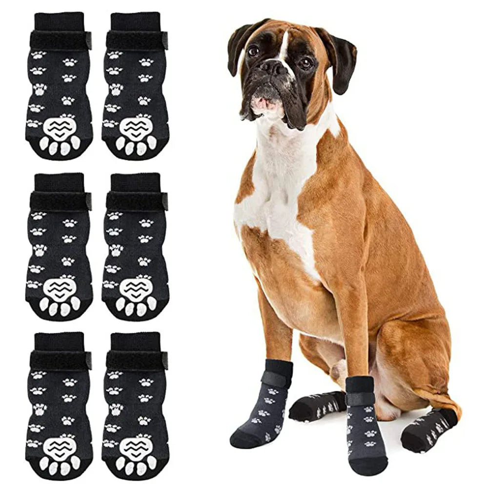 Anti Slip Dog Socks Dog Grip Socks with Straps Traction Control for Indoor on Hardwood Floor