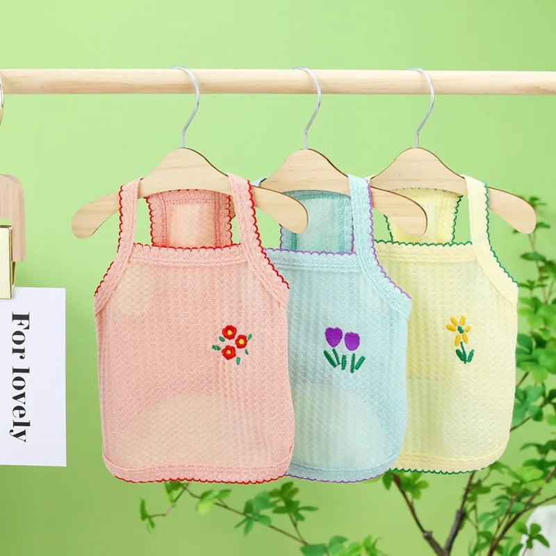 Pet Suspenders Puppy Clothes Thin Cooling Dog Summer Vest Small Dog Shirt Breathable Mesh Cat Clothing Chihuahua Bichon T Shirts