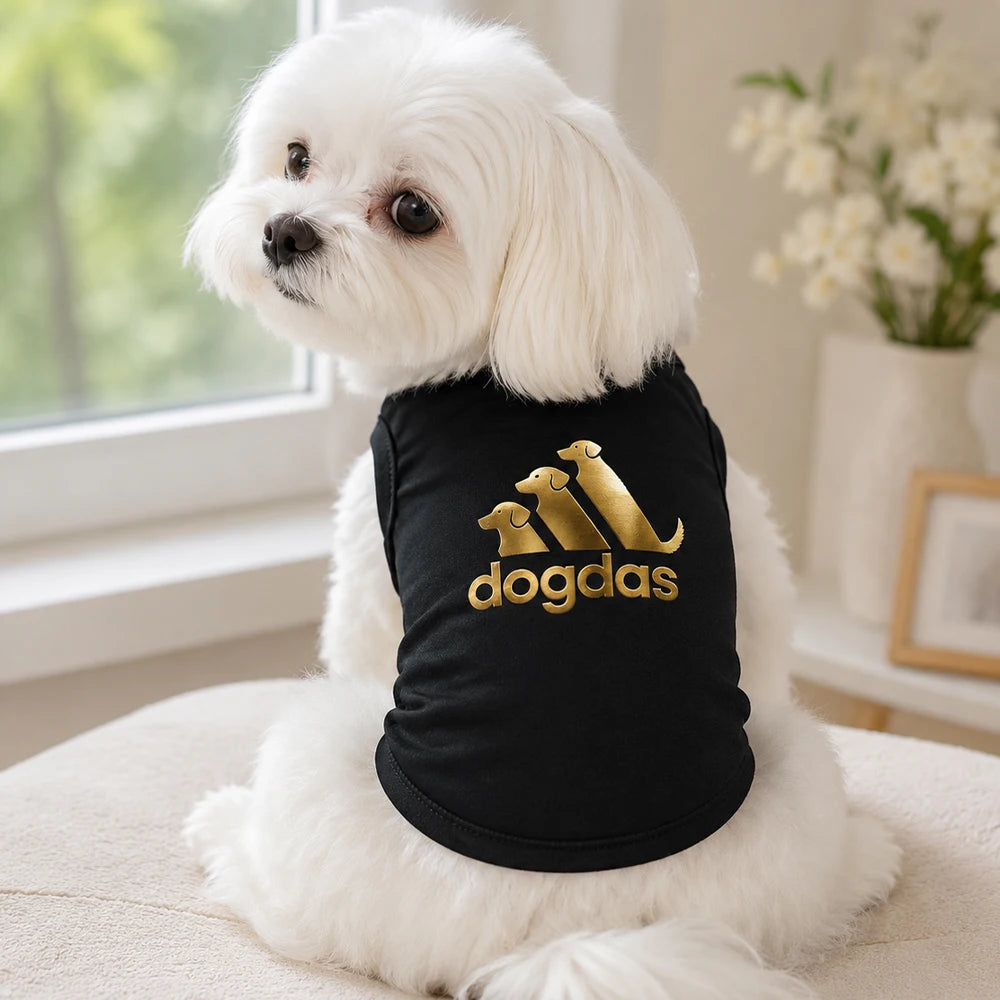 Foil Stamping Dogdas Black & Pink Dog Clothes Spring Summer Small Medium Yorkie Frenchie Pet Puppy Humor Singlet
