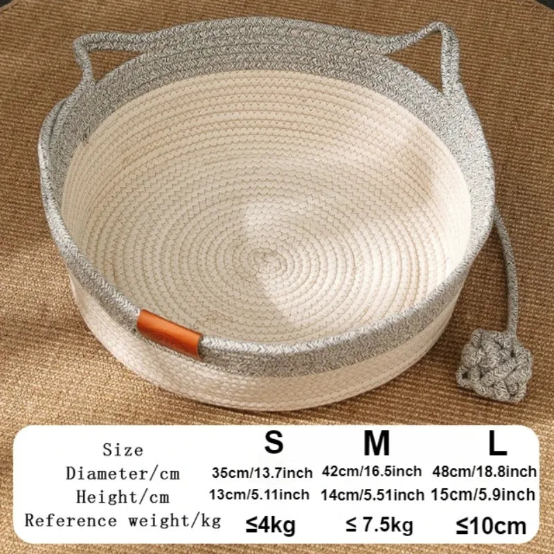Handwoven Cotton Rope Cat Bed