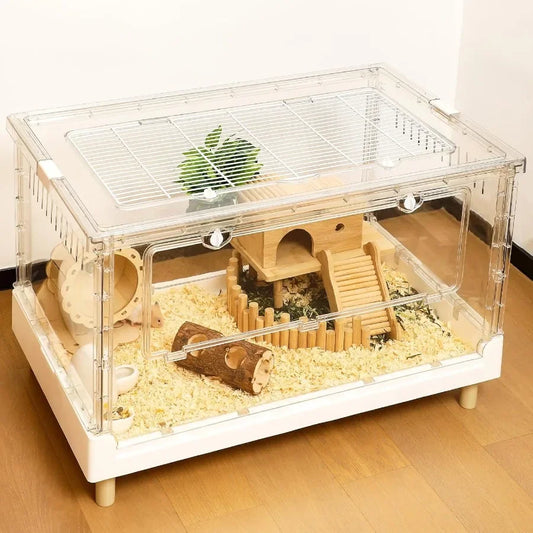 Larger Acrylic Transparent Hamster Cage Small Animal Cage for Guinea Pig Hedgehog Dwarf Hamster